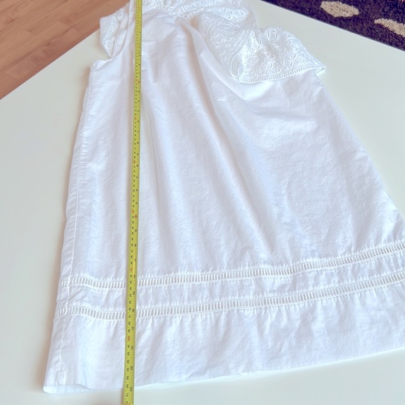 Abercrombie and Fitch white cotton dress one Shoulder, ruffle eyelet embroidery - Picture 7 of 9